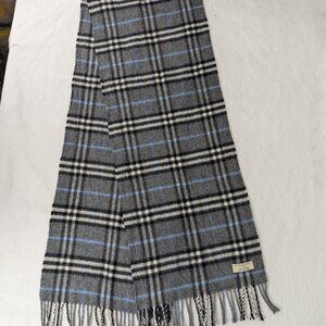 Burberry Cashmere Nova Check Scarf Gray Unisex | Winter Essential | Clean Used